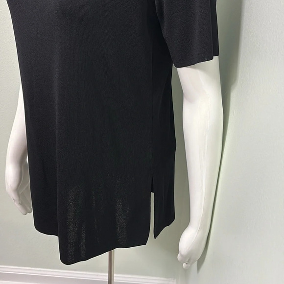 MISOOK Wrinkle Resistant Black Short Sleeve Turtleneck Sweater, Medium - Picture 3 of 6